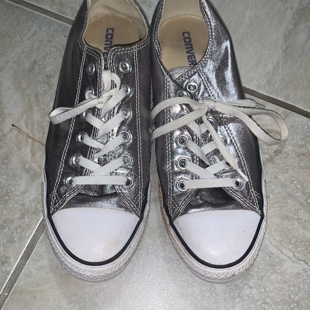 Converse Metallic Silver Low Top Sneakers